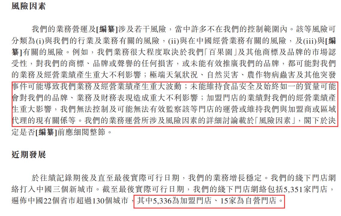 截圖來源:百果園招股書